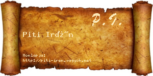 Piti Irén névjegykártya